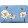 Yoshi Bee Happy Flap Over Zip Around Blue Leather Purse