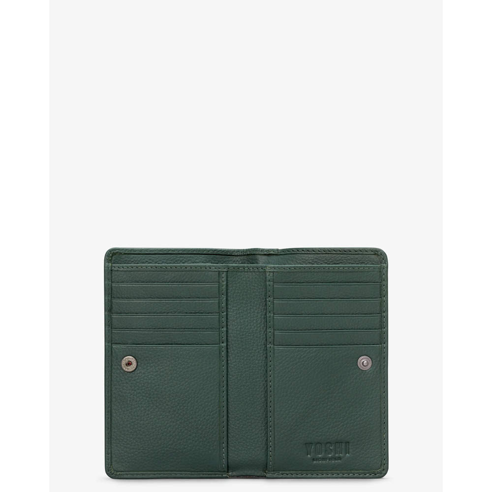 Yoshi Green Fingers Bookworm Library Zip Around Green Leather Purse