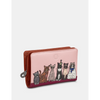 Yoshi Party Cats Flap Over Zip Around Brown Leather Purse