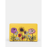 Yoshi Wildflowers Flap Over Zip Around Leather Purse