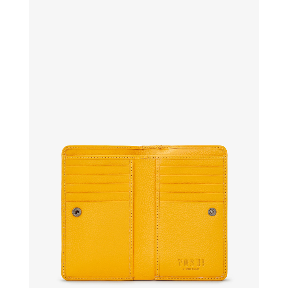 Yoshi Highland Cow Zip Around Yellow Leather Purse