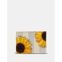 Yoshi Sunflower Bloom Slim Brown Leather Card Holder