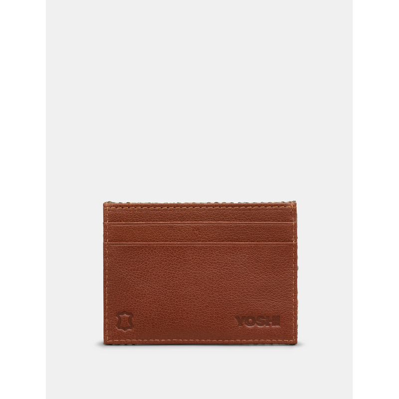 Yoshi Sunflower Bloom Slim Brown Leather Card Holder