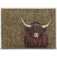 Yoshi Highland Cow Tweed Leather Card Holder