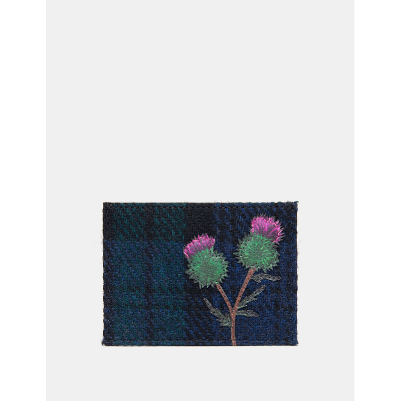 Yoshi Highland Thistle Harris Tweed Leather Card Holder