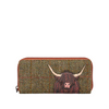 Yoshi Highland Cow Tweed Leather Zip Round Purse