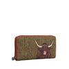 Yoshi Highland Cow Tweed Leather Zip Round Purse