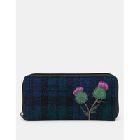 Yoshi Highland Thistle Harris Tweed Leather Zip Round Purse