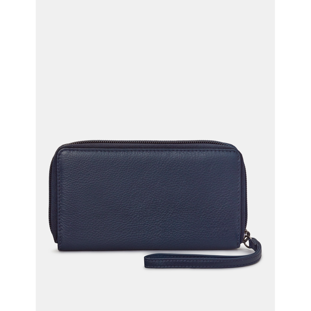 Yoshi Jane Austen Bookworm Zip Round Navy Leather Purse With Strap