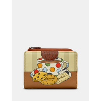 Yoshi Tea and Biscuits Brown Leather Flap Over Purse