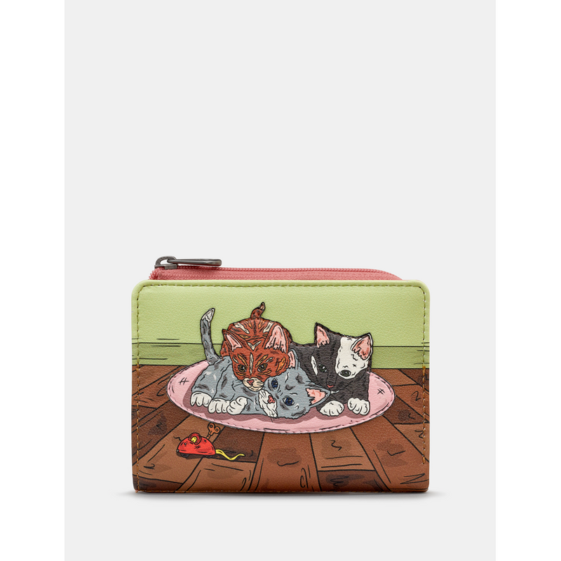 Yoshi Playtime Kittens Pink Leather Flap Over Purse