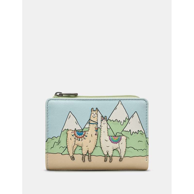 Yoshi Llama Flap Over Green Leather Purse