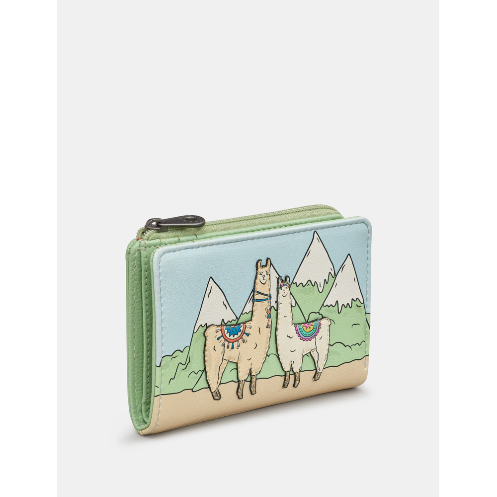 Yoshi Llama Flap Over Green Leather Purse