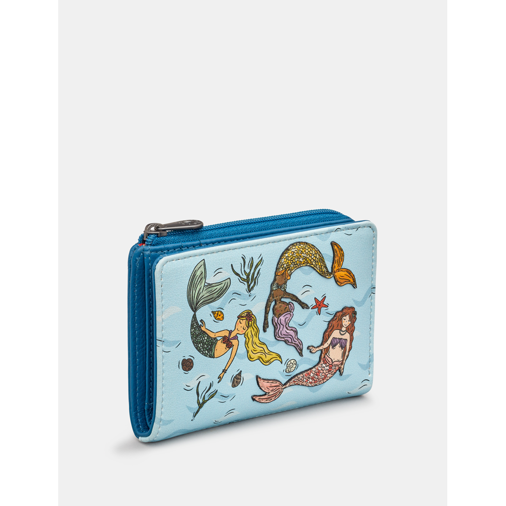 Yoshi Mermaid's Dance Blue Leather Flap Over Purse