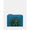 Yoshi Peacock Plume Petrol Blue Leather Flap Over Purse