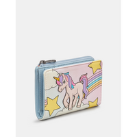 Yoshi Magical Unicorn Blue Leather Flap Over Purse