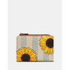 Yoshi Sunflower Bloom Brown Brown Leather Flap Over Purse