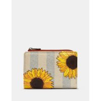 Yoshi Sunflower Bloom Zip Round Brown Leather Purse