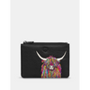 Yoshi Highland Cow Zip Top Black Leather Purse