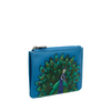 Yoshi Peacock Plume Zip Top Petrol Blue Leather Purse