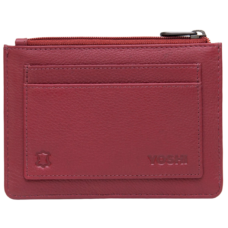 Yoshi Cherry Red Bookworm Zip Top Leather Purse