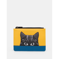 Yoshi Cat Colour Block Zip Top Leather Purse