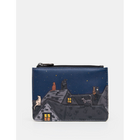 Yoshi Stargazing Cats Zip Top Leather Purse