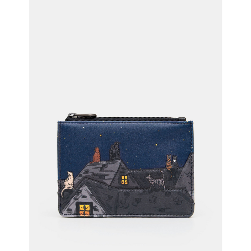 Yoshi Stargazing Cats Zip Top Leather Purse