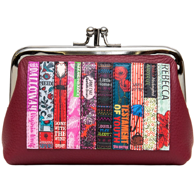 Yoshi Cherry Red Bookworm Leather Triple Frame Purse