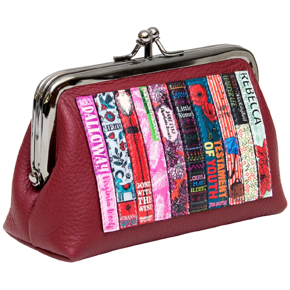 Yoshi Cherry Red Bookworm Leather Triple Frame Purse