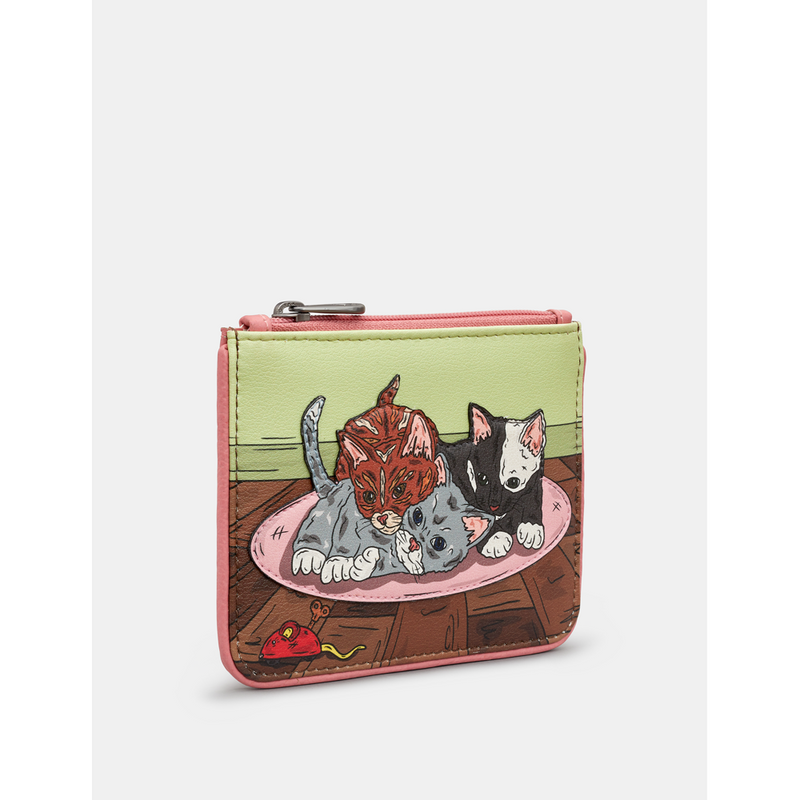 Yoshi Playtime Kittens Zip Top Pink Leather Purse