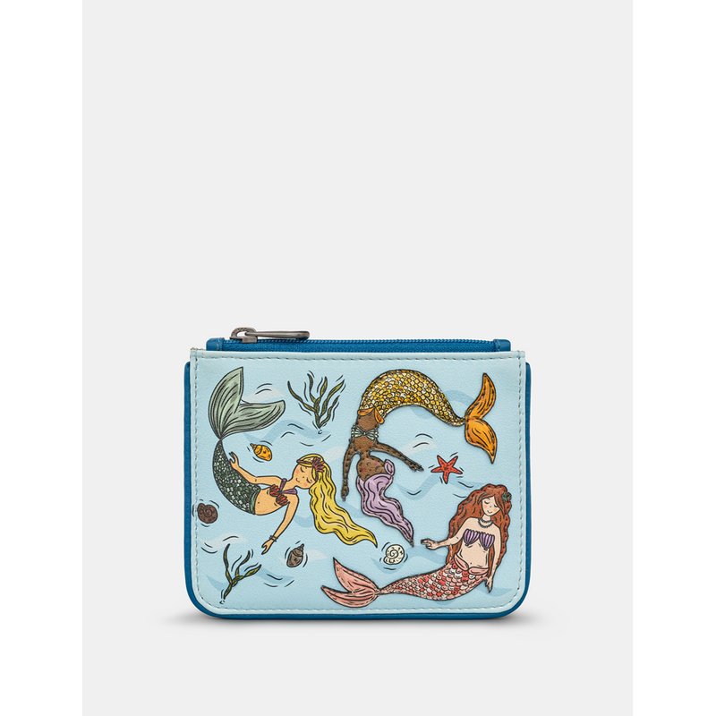 Yoshi Mermaid's Dance Zip Top Blue Leather Purse