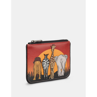 Yoshi On Safari Black Leather Zip Top Purse