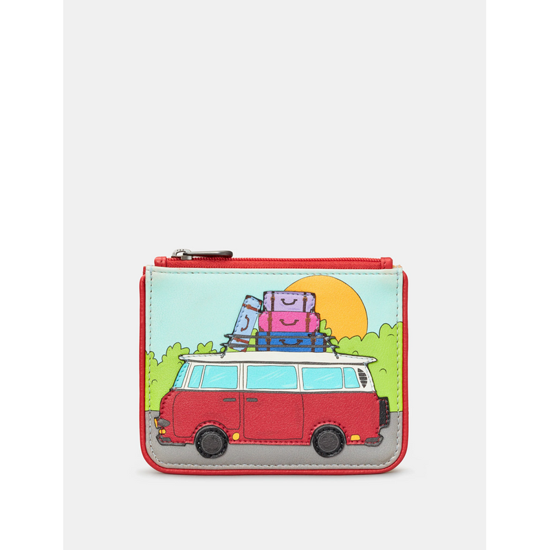 Yoshi Camper Van Red Leather Zip Top Purse