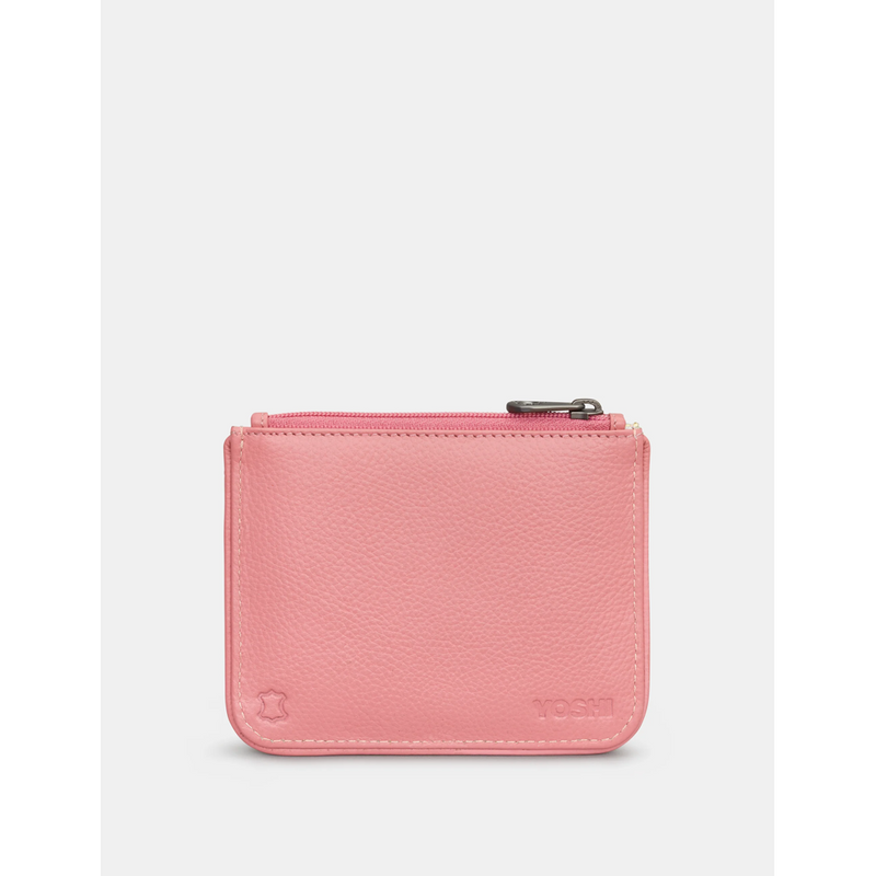 Yoshi Beach Huts Pink Leather Zip Top Purse