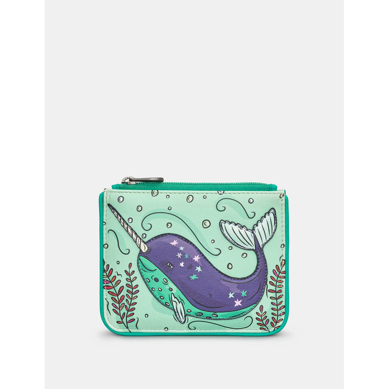 Yoshi Narwhal Blue Leather Zip Top Purse