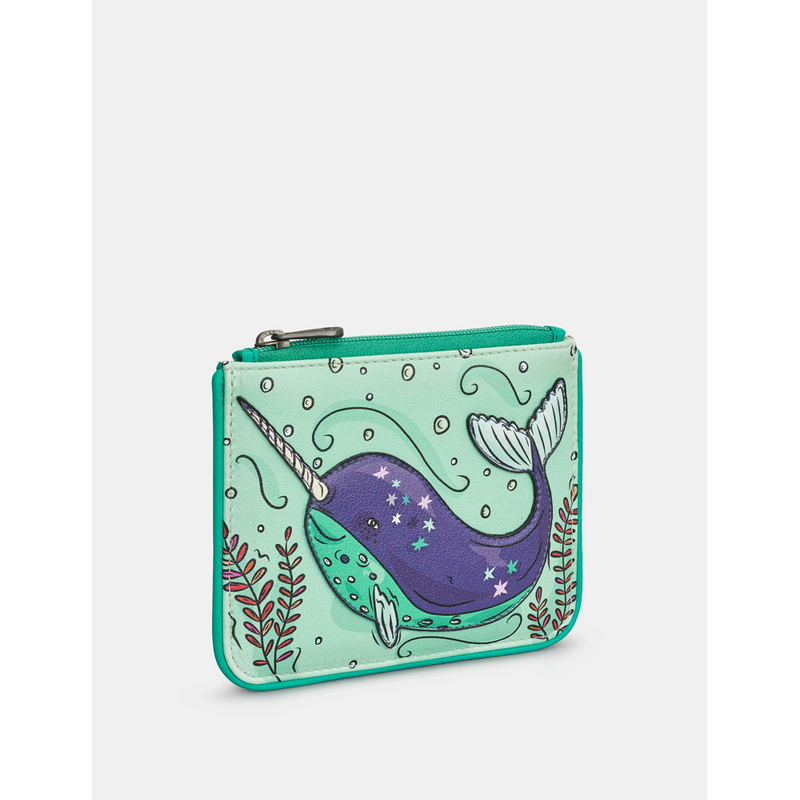 Yoshi Narwhal Blue Leather Zip Top Purse