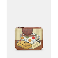 Yoshi Tea And Biscuits Brown Leather Zip Top Purse