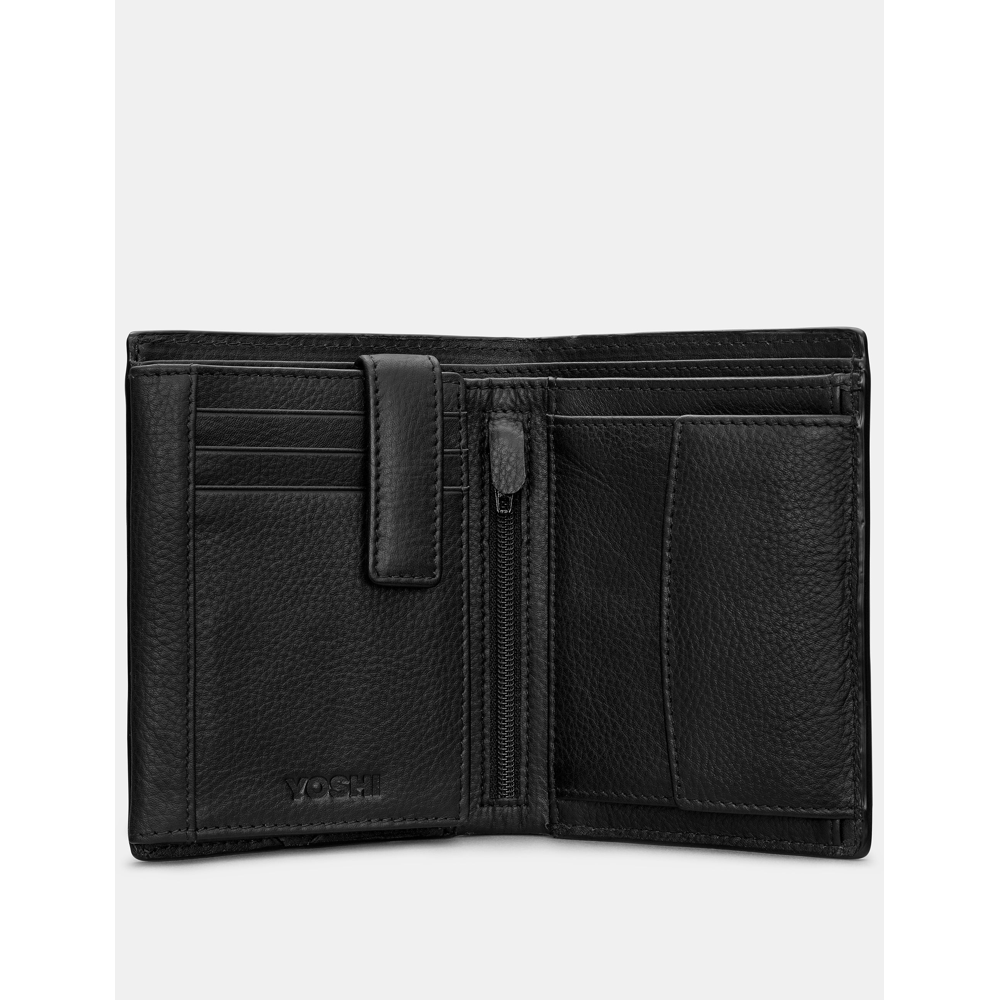 Yoshi Traditional Extra Capacity Black Leather Wallet