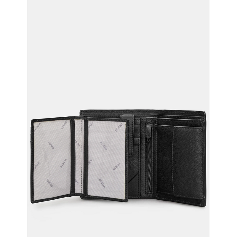 Yoshi Traditional Extra Capacity Black Leather Wallet