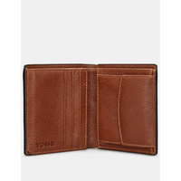 Yoshi Two Fold Brown Leather Wallet with Coin Pocket