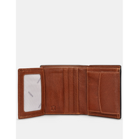 Yoshi Two Fold Brown Leather Wallet with Coin Pocket