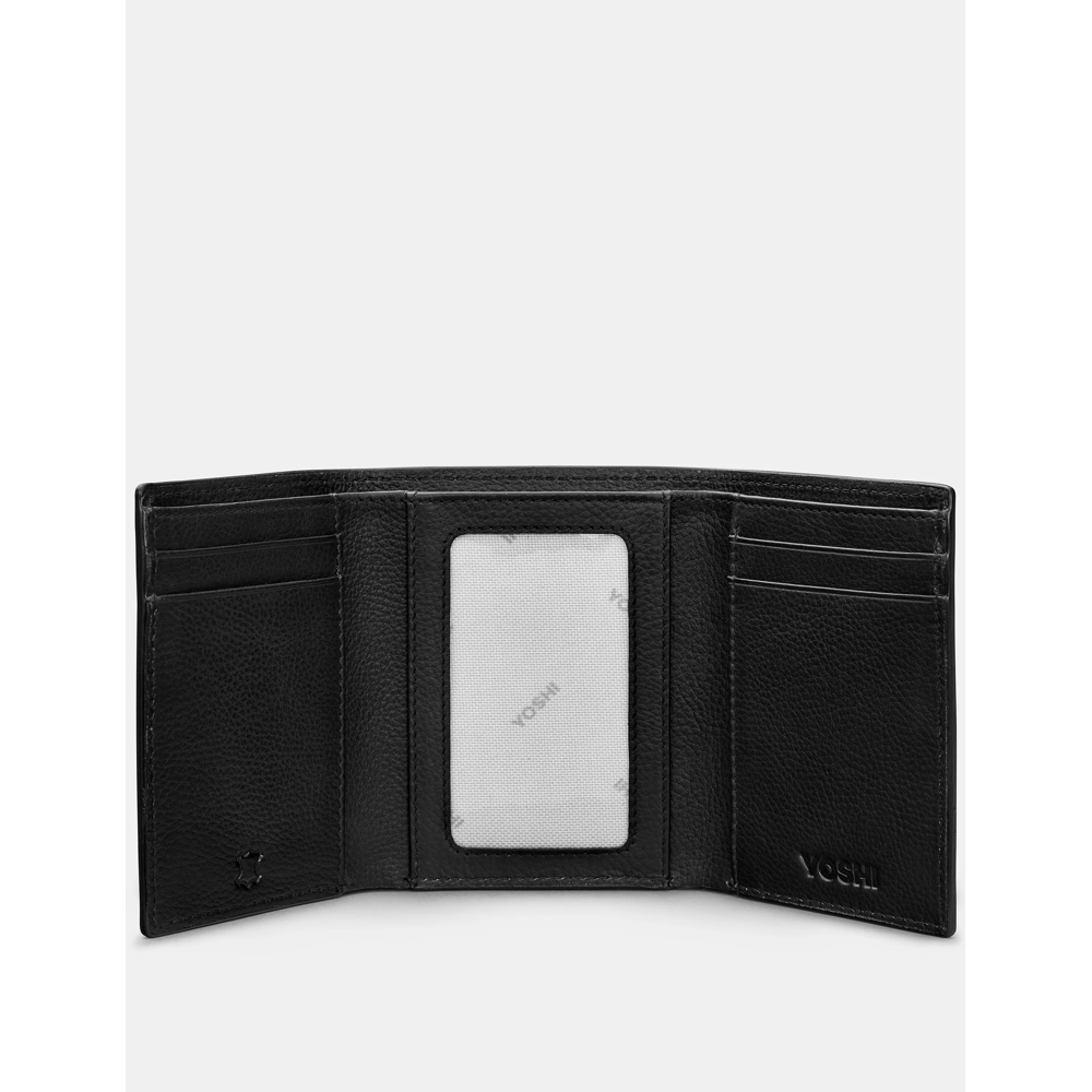 Yoshi Three Fold Black Leather Wallet