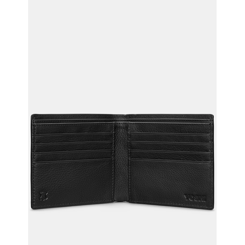 Yoshi Two Fold East West Black Leather Wallet