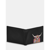 Yoshi Highland Cow Black Leather Wallet