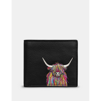 Yoshi Highland Cow Black Leather Wallet