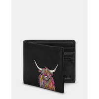 Yoshi Highland Cow Black Leather Wallet