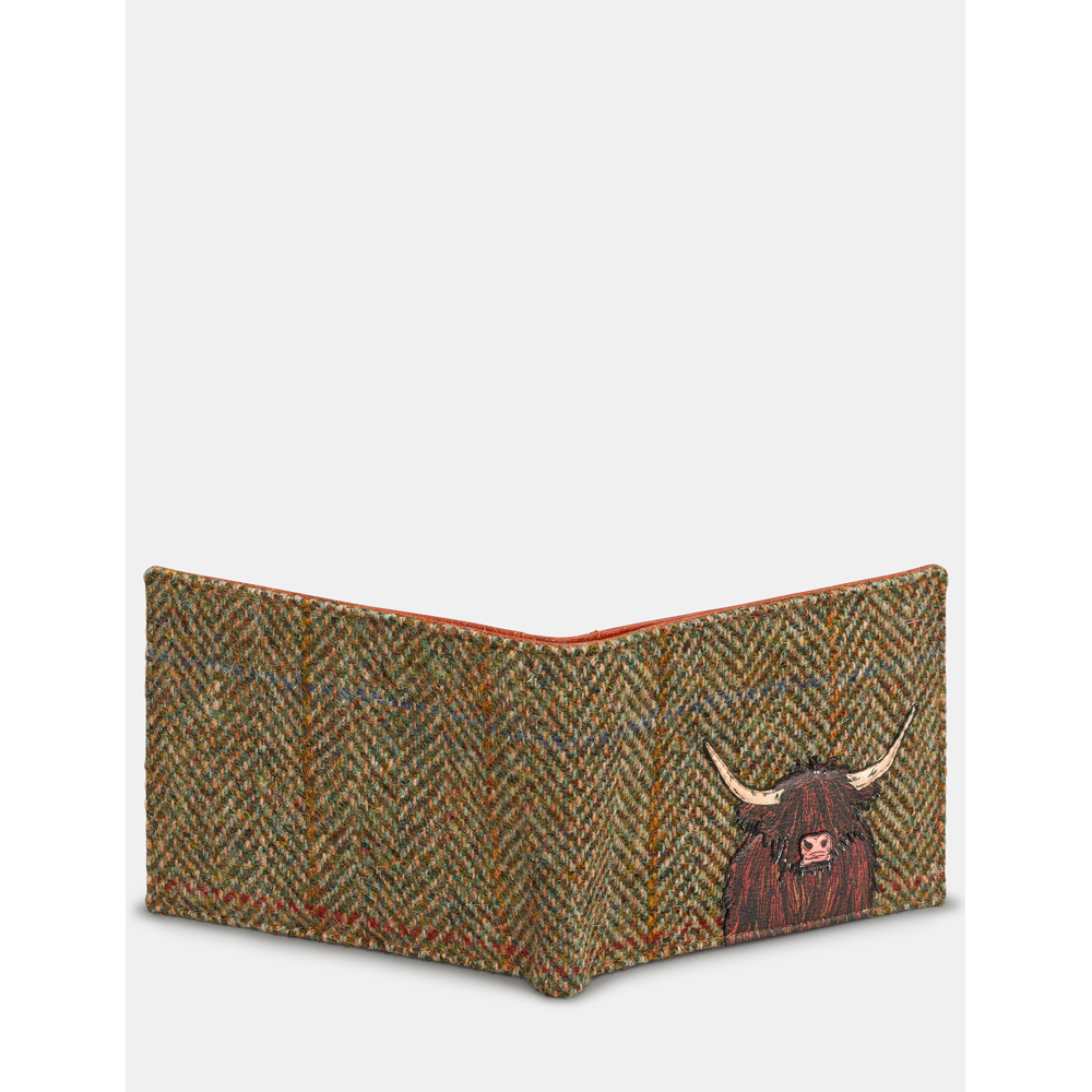 Yoshi Highland Cow Tweed Leather Wallet