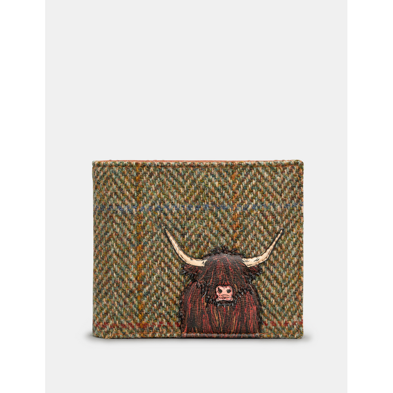 Yoshi Highland Cow Tweed Leather Wallet