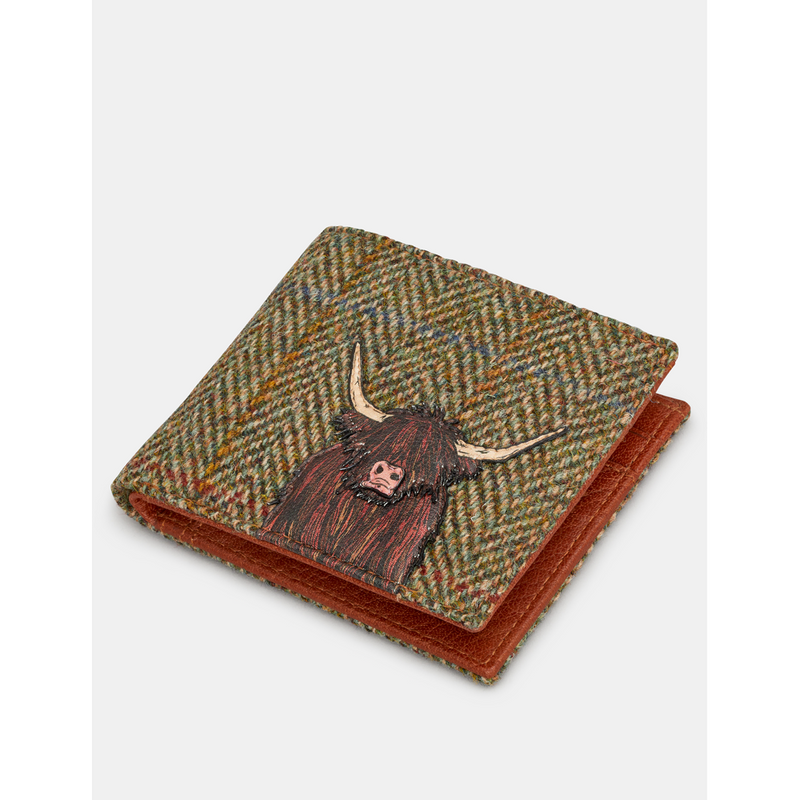 Yoshi Highland Cow Tweed Leather Wallet